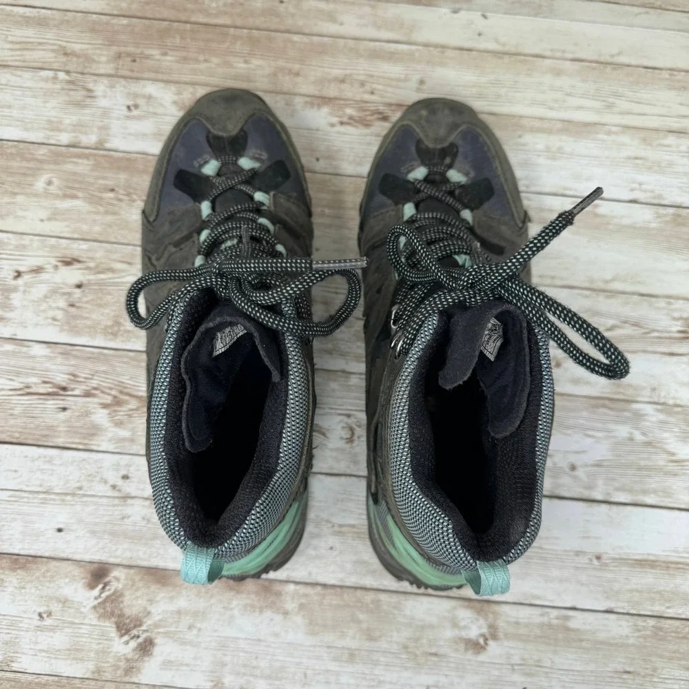 Merrell Mid Black Adventure Black Outdoor Trail Hiking Boots Women's 7.5 Green - Picture 5 of 8
